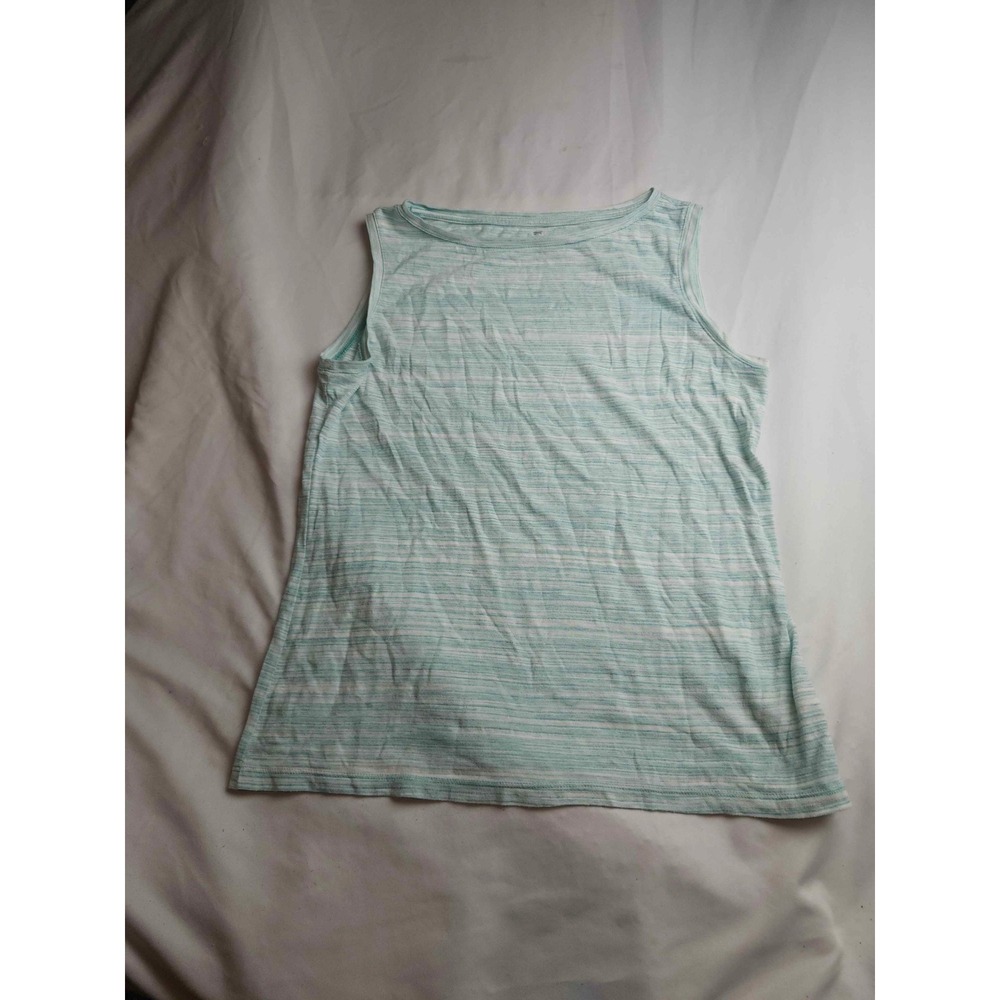 Talbots Blue White Space Dye Stripe Sleeveless Tank Top Womens Size MP